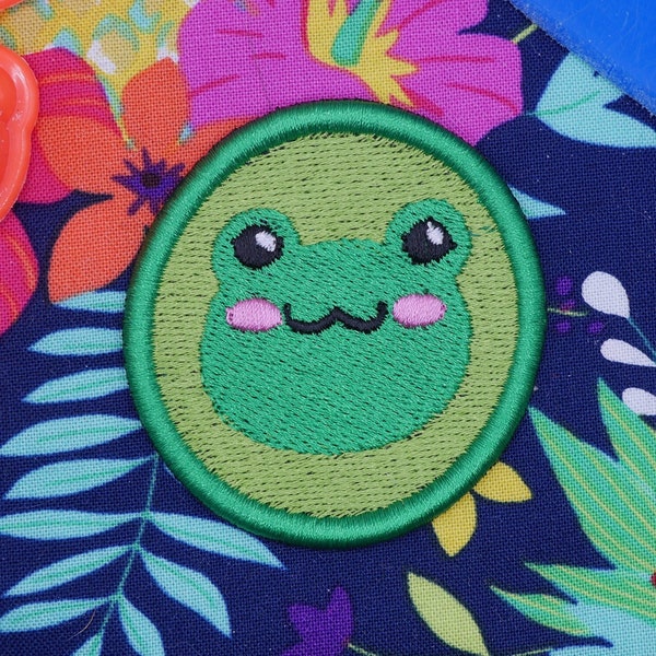 Cute Frog Machine Embroidered Patch, Iron On, Sew On Embroidery for Clothes, Backpacks, Hats, Bags