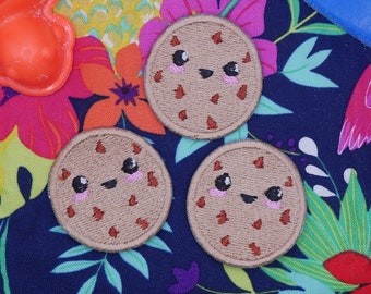 Cookie Patch Chocolate Chip set of three Machine Embroidered Patch, Sew On Accessory for Clothes, Backpacks, Hats, Bags