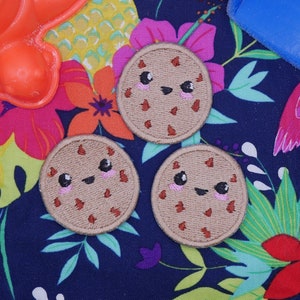 Cookie Patch Chocolate Chip set of three Machine Embroidered Patch, Sew On Accessory for Clothes, Backpacks, Hats, Bags
