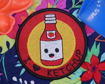 Ketchup Embroidered Patch Sew On Cute Condiment Decoration for Clothes, Backpacks, Hats, Bags