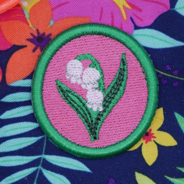 Lily of the Valley Jacob's Ladder Embroidered Patch, Iron On, Sew On Patch for Clothes, Backpacks, Hats, Bags