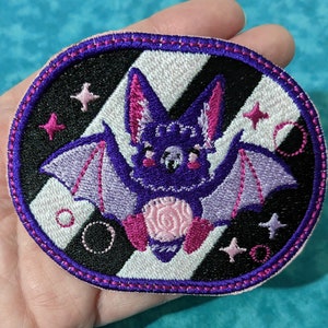Bat Machine Embroidered Patch for Clothes, Backpacks, Hats, Bags