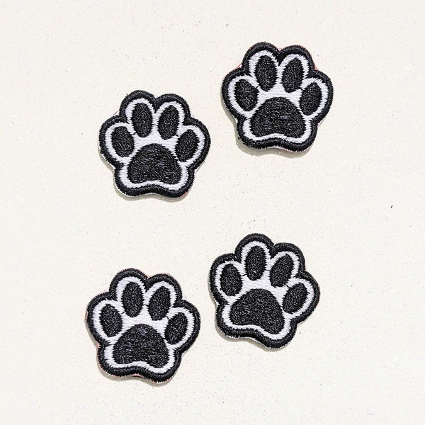 Four Animal Dog Cat Paw Print Machine Embroidered Patchs, Set of (4), Iron On, Sew On Patch for Clothes, Backpacks, Hats, Bags, Jackets