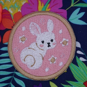 Hase Maschinen gestickter Aufnäher aufnähen Accessoire für Kleidung, Rucksäcke, Hüte, Taschen, Osterdekor usw.