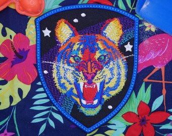 Cosmic Space Tiger Cat Embroidered Patch, Sew On Patches for Jacket, Patches for Backpacks, Patches for Hats, Patches for Jeans