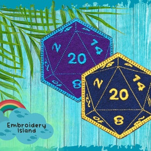 D20 Machine Embroidered Patch  Sew onto Clothes, Backpacks, Hats, Bags