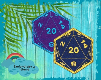 D20機械刺繍パッチ、衣類、バックパック、帽子、バッグに縫い付け可能