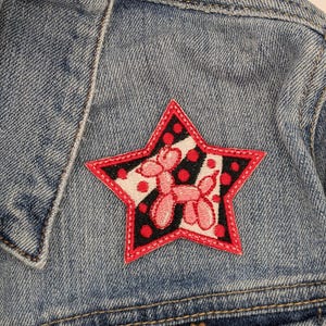 Balloon Dog Patch | Star Shaped Sew On or Embroidered Patches for Jackets, Backpacks, Hats, Jeans