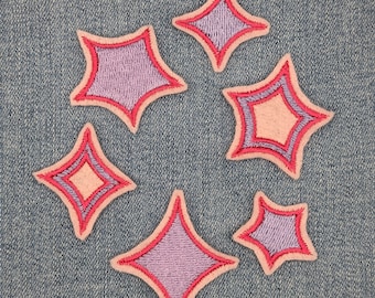 Star Patch, Glimmer Feltie Accent geborduurde patch, keuze uit roze of blauwe set, naai de patch voor kleding, rugzakken, hoeden, tassen