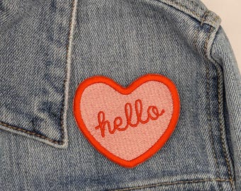 hello heart patch machine embroidered sew on  patch
