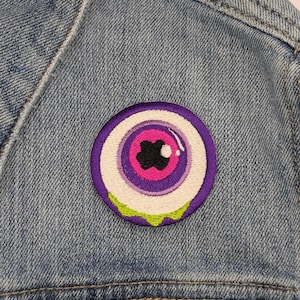 Monster Eyeball Machine Embroidered Patch  Great accessory to sew on clothing, bags, and hats