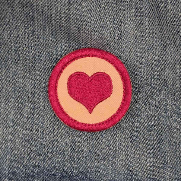 heart merit badge embroidered patch  sew onto jackets, bags, hats and clothing