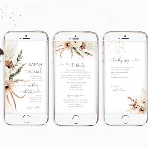 Electronic Wedding Invitation, Digital Wedding Invite Template, Smartphone Evite, DIY, Edit with Templett