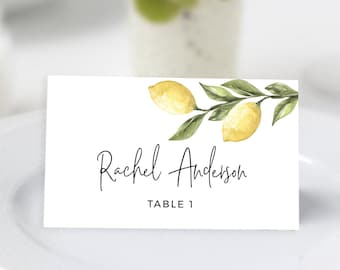 Lemon Wedding Place Card Template, Editable Wedding Name Cards, Digital Download, Templett, FPL