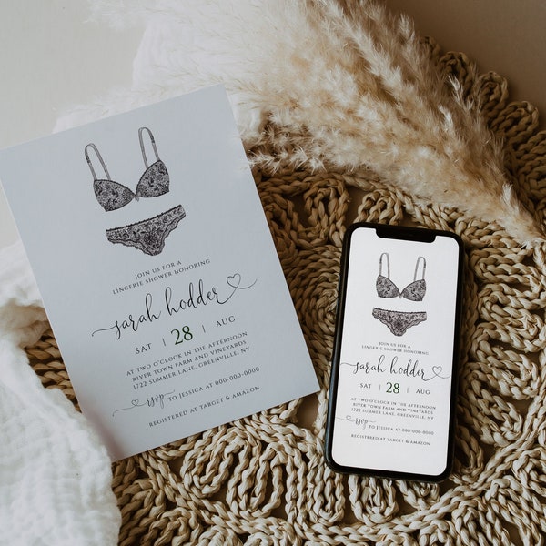 Panty Party Invitation, Lingerie Party Invitation Template, Electronic Shower Invite, Text Message Email Invite, Instant Download, Templett