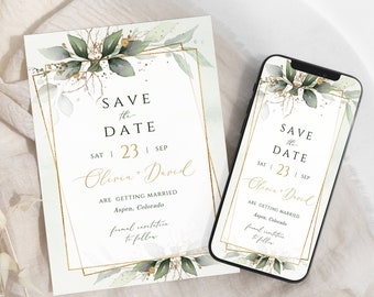 Save the Date Card, Electronic Save the Date Template, Editable, Instant Download, Templett, FPGG