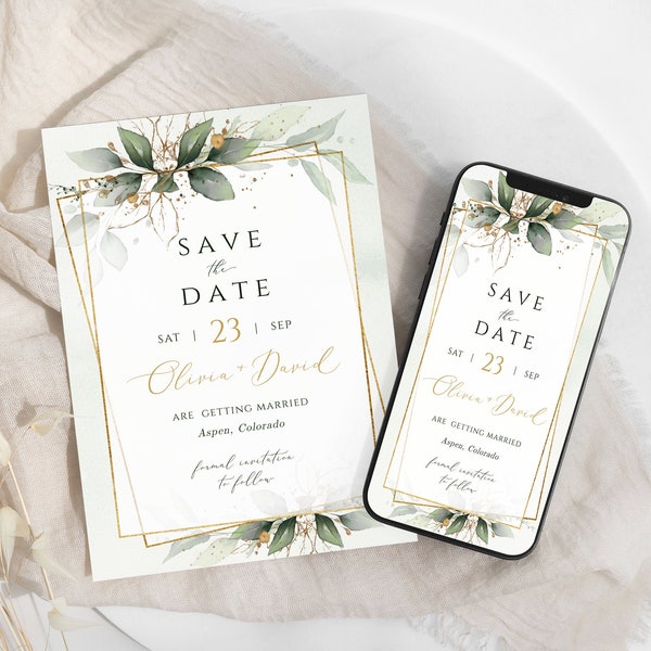 Save the Date Card, Electronic Save the Date Template, Editable, Instant Download, Templett, FPGG