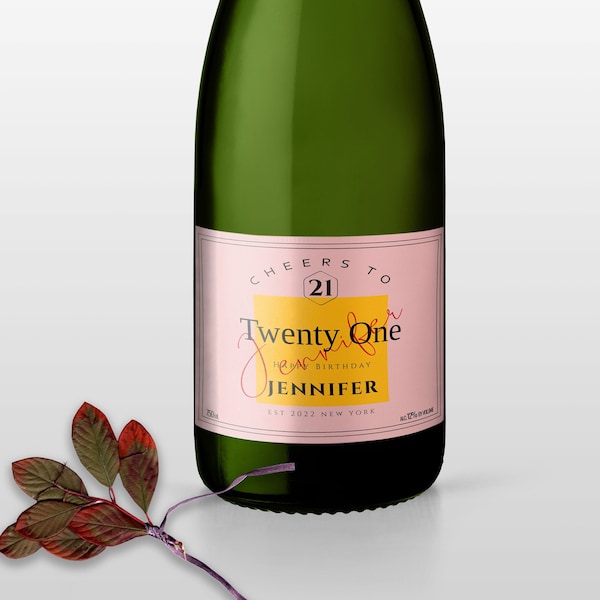 Personalisierte Champagner-Etiketten, druckbare Geburtstags-Champagner-Aufkleber, bearbeitbare Vorlage, sofortiger Download, Templett