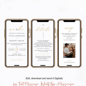 Electronic Wedding Invitation, Digital Wedding Invitation, Modern Minimalist Wedding Evite, Instant Download, Templett, FPGW