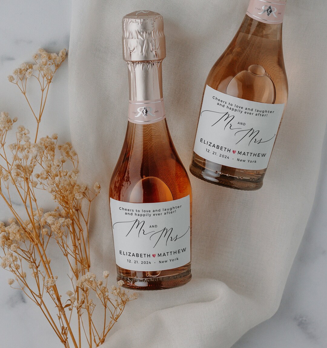 Wedding Mini Wine Label, Printable Mini Champagne Sticker Label ...