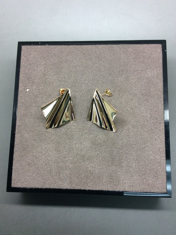 John Atencio Fan Shaped Gold Earrings - image 3