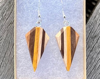 Handcrafted Boho Wood Earrings, Slim and Light Earrings, Wood Gift for Her, Unique Jewelry, Lightweight Dangle, Handmade, USA, Mother’s Day