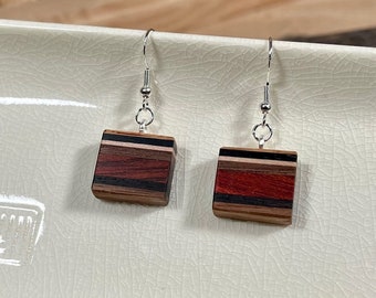 Handcrafted Boho Wood Earrings, Hippie Slim and Light Earrings, Wood Gift for Her, Unique Jewelry, Lightweight Dangle, Handmade in the USA,