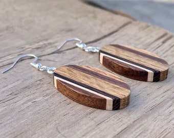 Wood Dangle Earrings, Natural Wooden Earring, Unique Boho Gift for Her, Trendy Bohemian Outdoorsy Jewelry Gift for Birthday, Mothers day