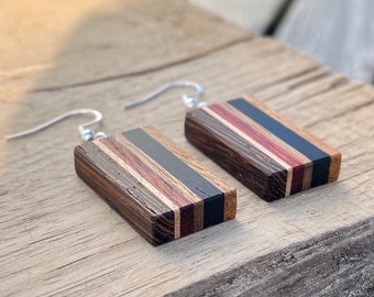 Handcrafted Boho Wood Earrings, Slim and Light Earrings, Wood Gift for Her, Unique Jewelry, Lightweight Dangle, Handmade,  USA, mothers day