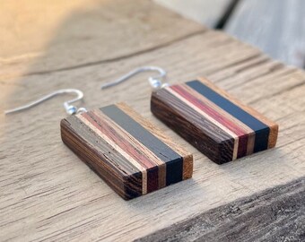 Handcrafted Boho Wood Earrings, Slim and Light Earrings, Wood Gift for Her, Unique Jewelry, Lightweight Dangle, Handmade,  USA, mothers day