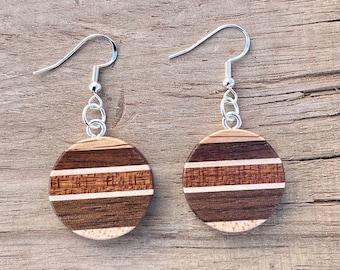 Handcrafted Boho Wood Earrings, Slim and Light Earrings, Wood Gift for Her, Unique Jewelry, Lightweight Dangle, Handmade, USA, Mothers day