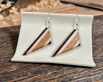 Handcrafted Boho Wood Earrings, Slim and Light Earrings, Wood Gift for Her, Unique Jewelry, Lightweight Dangle, Handmade, USA, Mother’s Day