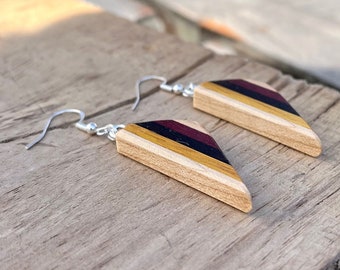 Handcrafted Boho Wood Earrings, Slim and Light Earrings, Wood Gift for Her, Unique Jewelry, Lightweight Dangle, Handmade, USA, Mother’s Day