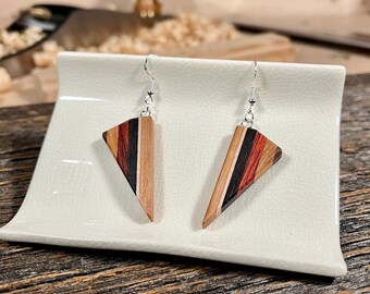 Handcrafted Boho Wood Earrings, Hippie Slim and Light Earrings, Wood Gift for Her, Unique Jewelry, Lightweight Dangle, Handmade in the USA,