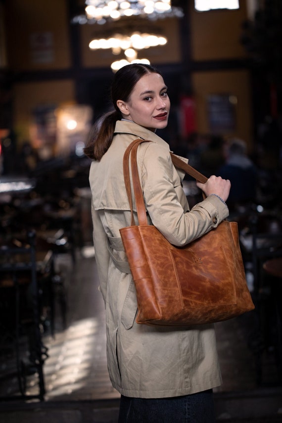 Large genuine leather tote bag sale