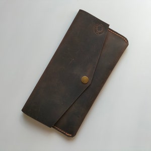 Cartera de cuero de grano completo, bolso de cuero hecho a mano, funda de teléfono de cuero, regalo para los amantes del cuero