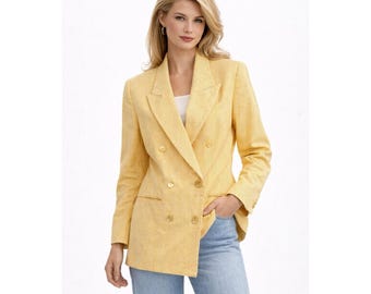 vintage 80er jahre JACKE BLAZER sersucker gelb 12 gestreifte gestreifte Jacke