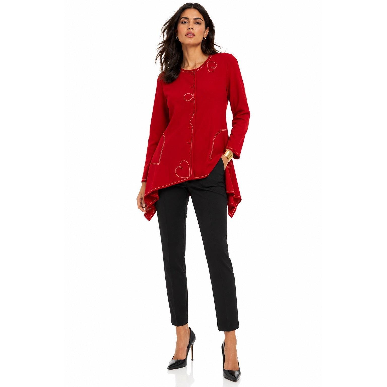 Moschino, vintage 90s MOSCHINO CHEAP CHIC asymmetrical jacket red medium made in italy