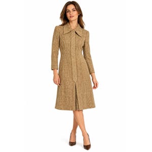 vintage 60s ADELE SIMPSON TWEED dress small brown mod designer shift retro