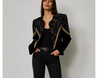 vintage 80er Jahre SCOTT MCCLINTOCK Jacke Blazer Samt Goth LARGE Still-Luxus-Retro