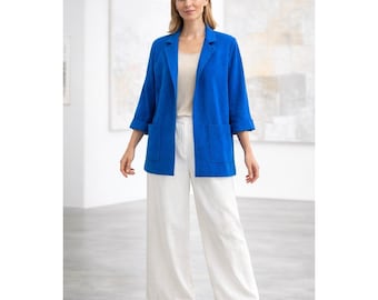 vintage 80s SAMUEL ROBERT jacket blazer ultra suede blue 18 faux suede relaxed