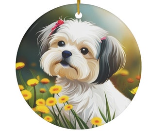 Shih Tzu Christmas Ornament, Shih Tzu ornament, custom pet ornament, pet dog art ornament, Christmas gift, dog owner gift