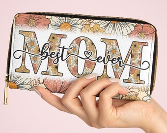 Best mom ever wallet, Floral Boho Wallet, Women’s Wallet, Gift for mom, Mothers day gift, Vegan Wallet, Wallet Women, Zipper Wallet