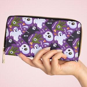 Halloween fear death Wallet, Women&#39;s Wallet, Halloween Wallet, Halloween Zipper Wallet, Women&#39;s Travel Wallet, Fall Wallet, Cute wallet