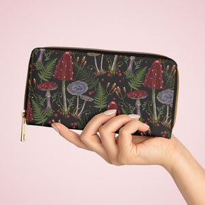 Cottagecore Geldbörse, Boho Pilz Wald Muster, süße Geldbörse für Frauen, Mushroom Ästhetik, ästhetische Pilz Geldbörse, Geschenk für sie
