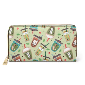 Cartera Boba, cartera Boba para mujer, Regalo para amante de Boba, Regalo de té, Regalo personalizado de Navidad, Cartera de té Tapoica, Regalo Tapoica, té de burbujas, vegano