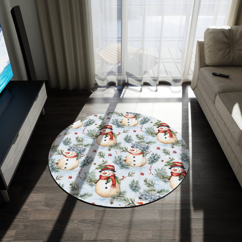 Christmas Round Rug, Holiday Decor, Festive Home Decor, Living Room Rug