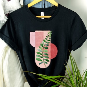 Boho modern art shirt, watercolor fern shirt, botanical t-shirt, minimalist graphic shirt, shirt for women