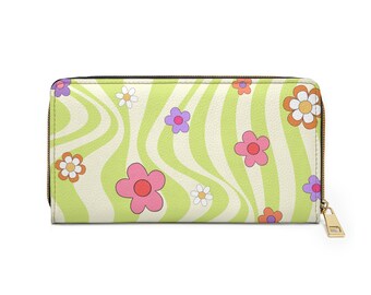Portfel Boho, Portfel damski, Nowoczesny minimalistyczny portfel damski, Portfel wegański, Prezent retro, Portfel damski, Portfel na zamek błyskawiczny, Wyjątkowy prezent