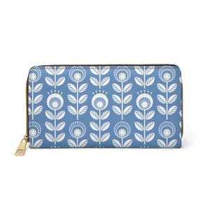 Ästhetische Blumen Brieftasche, skandinavisches Design, niedliche Damen Brieftasche, veganes Leder, Blumen Brieftasche, Boho Brieftasche, elegante Brieftasche